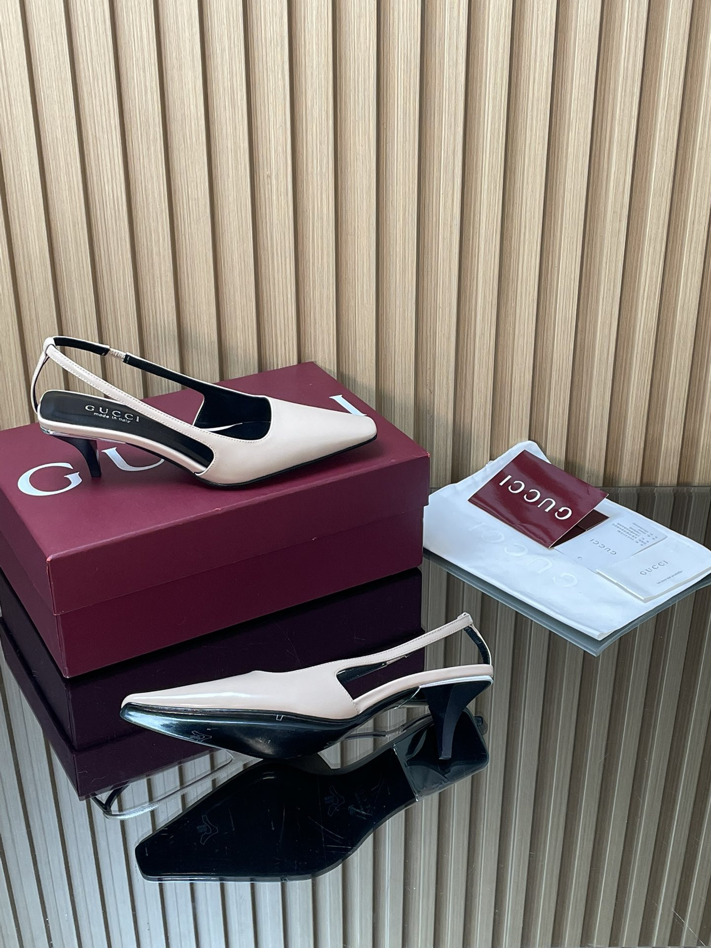 UA Gucci Slingback With Crystal Logo 5.5cm Heel