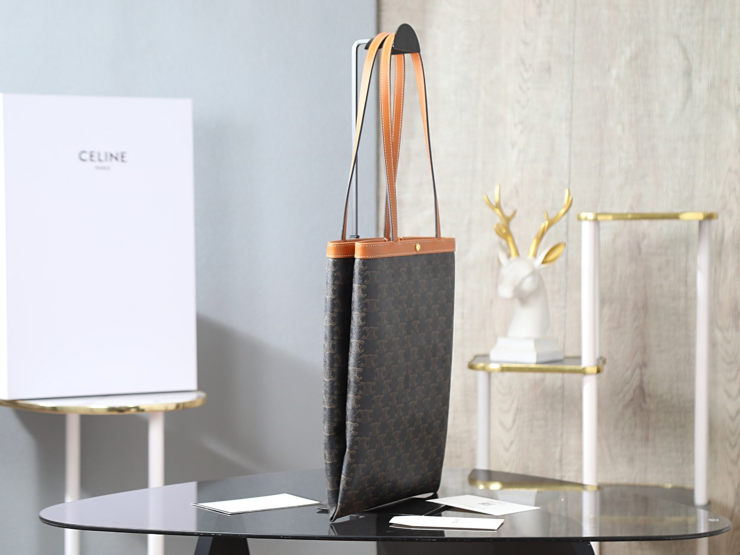 Celine FLAT SHOPPER Medium Logo Print Handbag 28x33x0.5cm