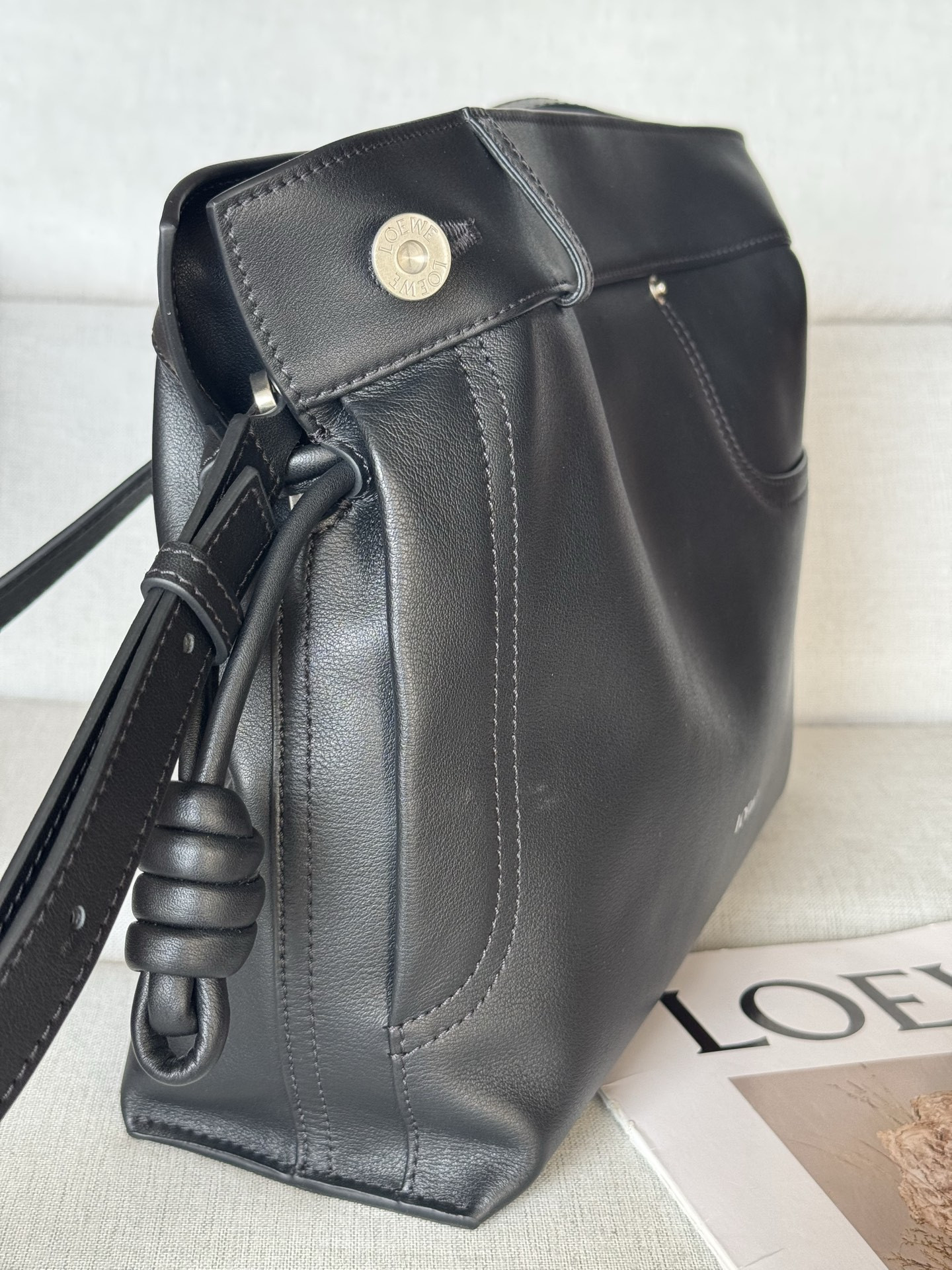 Loewe Panta Medium Flamenco Clutch in Shiny Calfskin 24.5x30x10.5cm