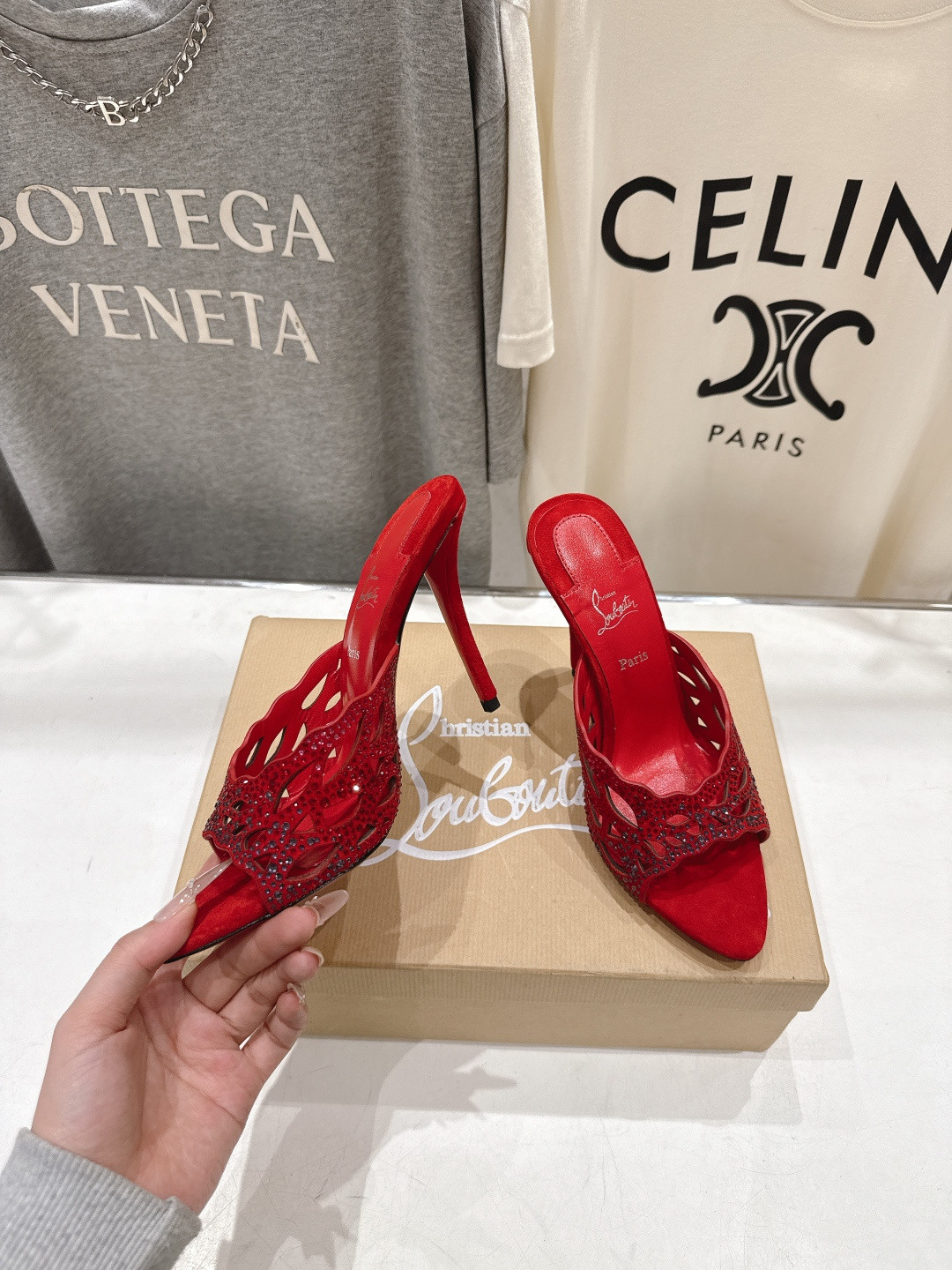 UA Christian Louboutin Lasera Strass Mule 10cm Heel