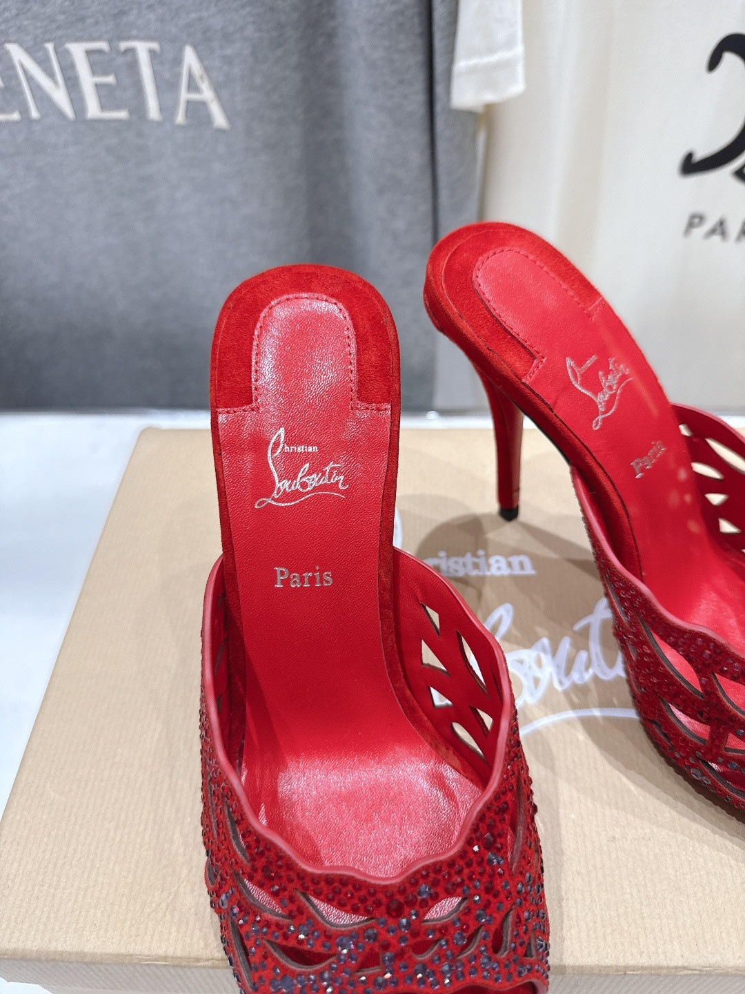 UA Christian Louboutin Lasera Strass Mule 10cm Heel