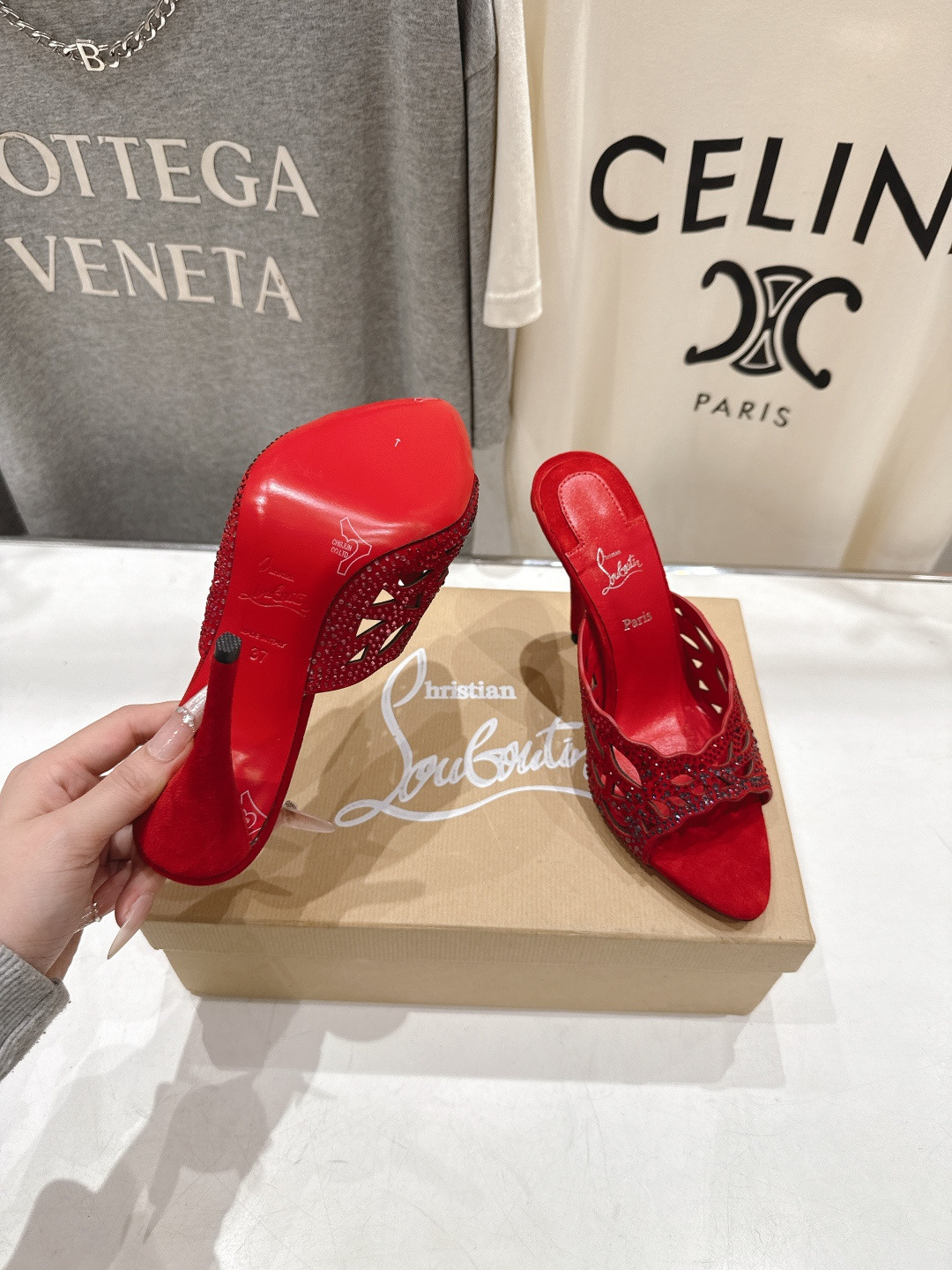 UA Christian Louboutin Lasera Strass Mule 10cm Heel