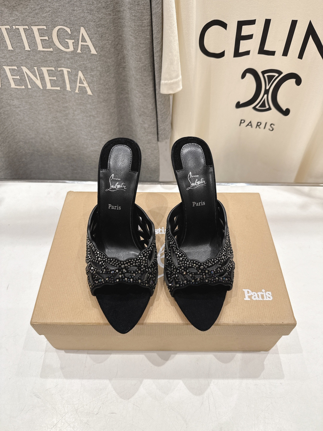 UA Christian Louboutin Lasera Strass Mule 10cm Heel
