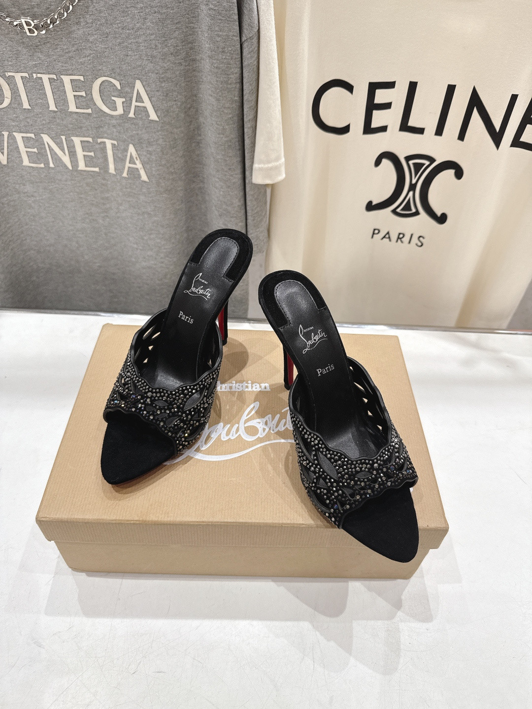 UA Christian Louboutin Lasera Strass Mule 10cm Heel