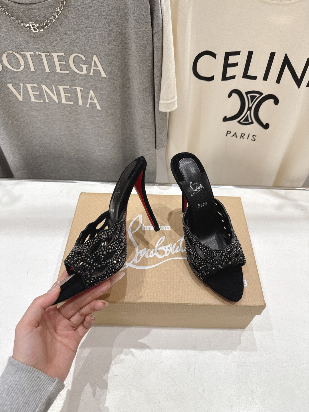 UA Christian Louboutin Lasera Strass Mule 10cm Heel