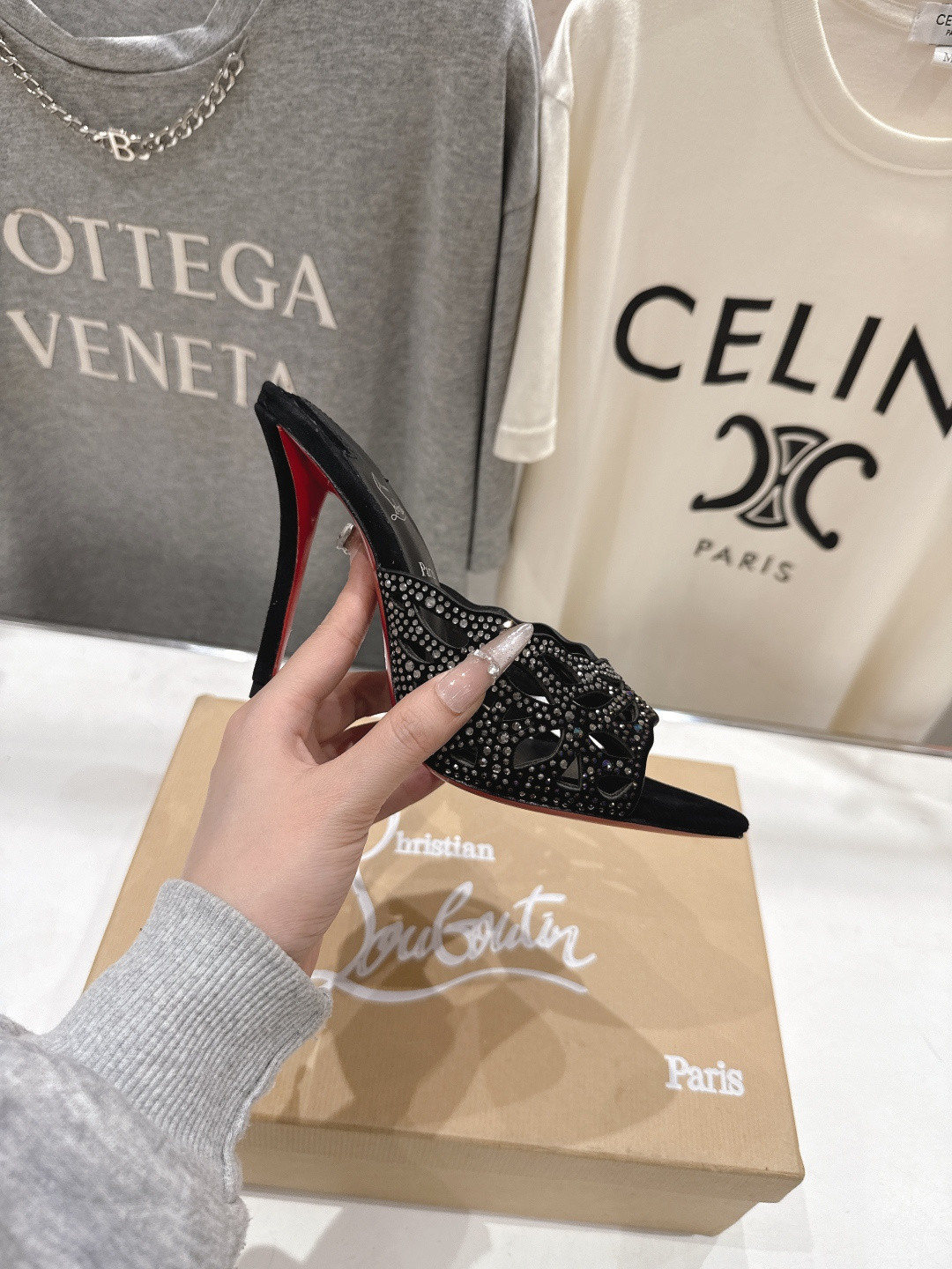 UA Christian Louboutin Lasera Strass Mule 10cm Heel