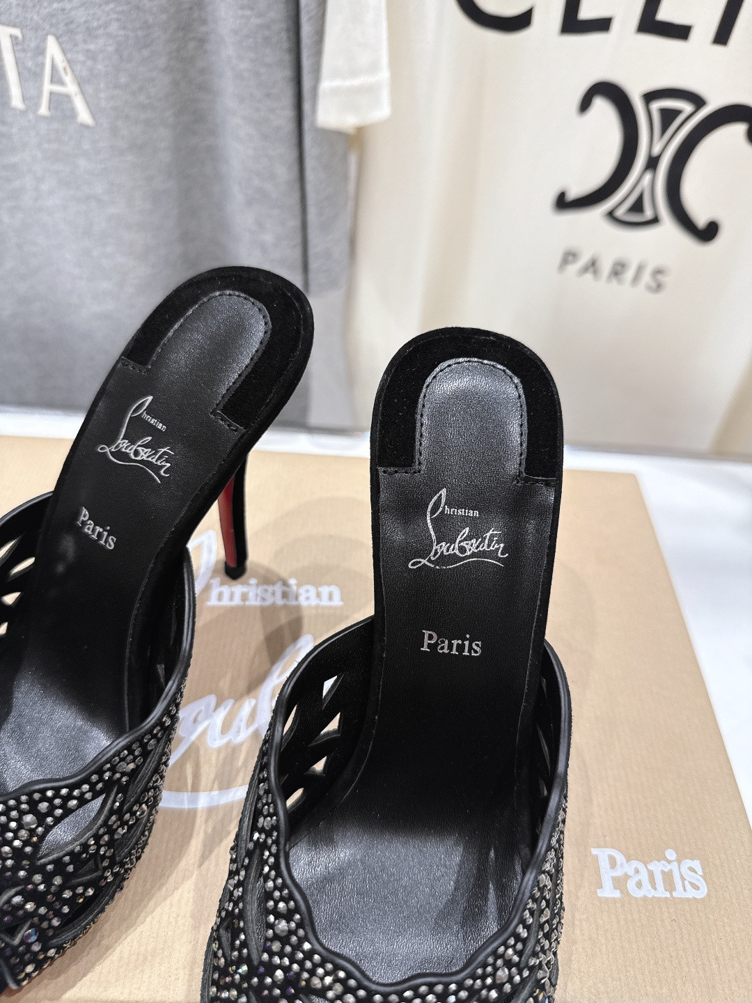 UA Christian Louboutin Lasera Strass Mule 10cm Heel