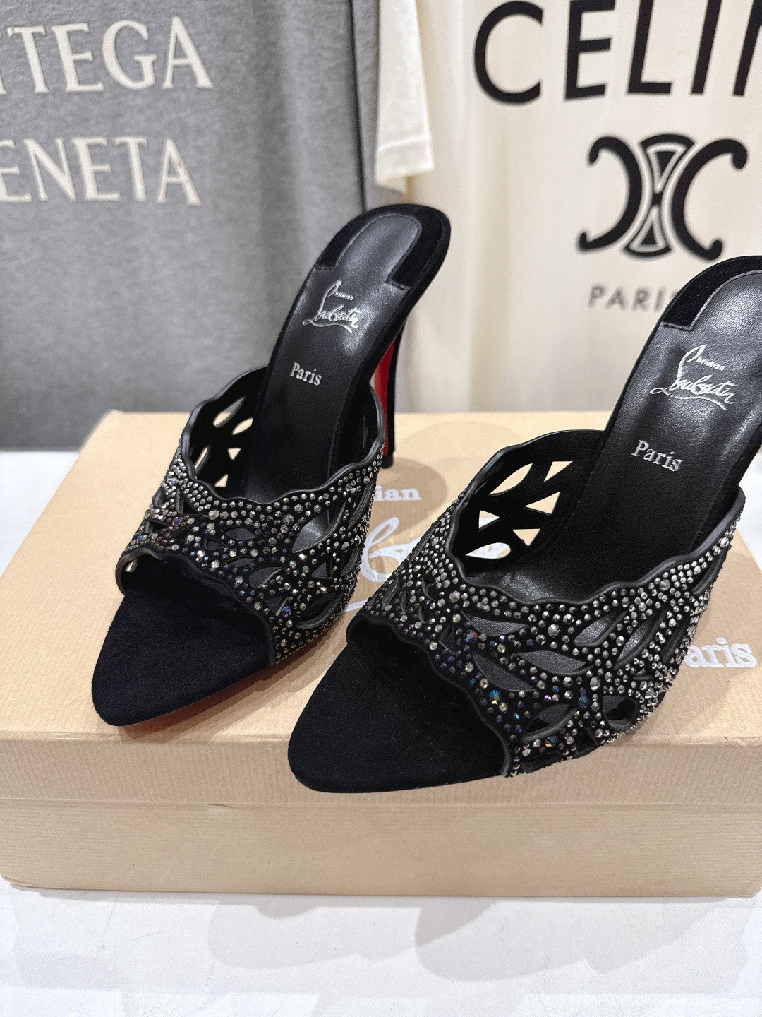 UA Christian Louboutin Lasera Strass Mule 10cm Heel