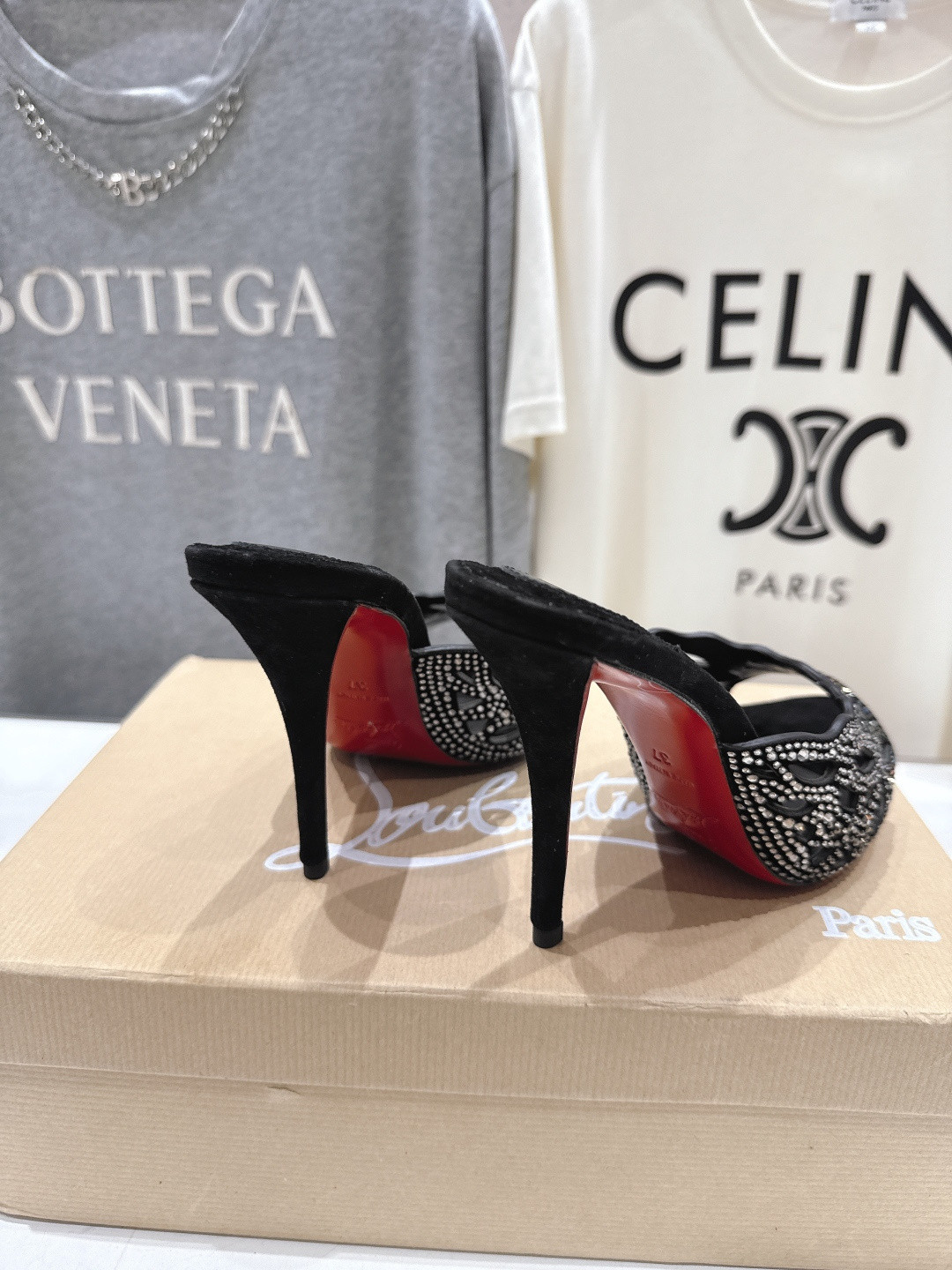 UA Christian Louboutin Lasera Strass Mule 10cm Heel