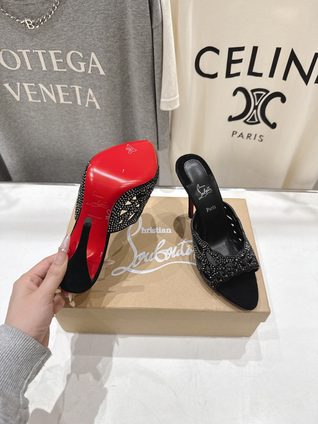 UA Christian Louboutin Lasera Strass Mule 10cm Heel