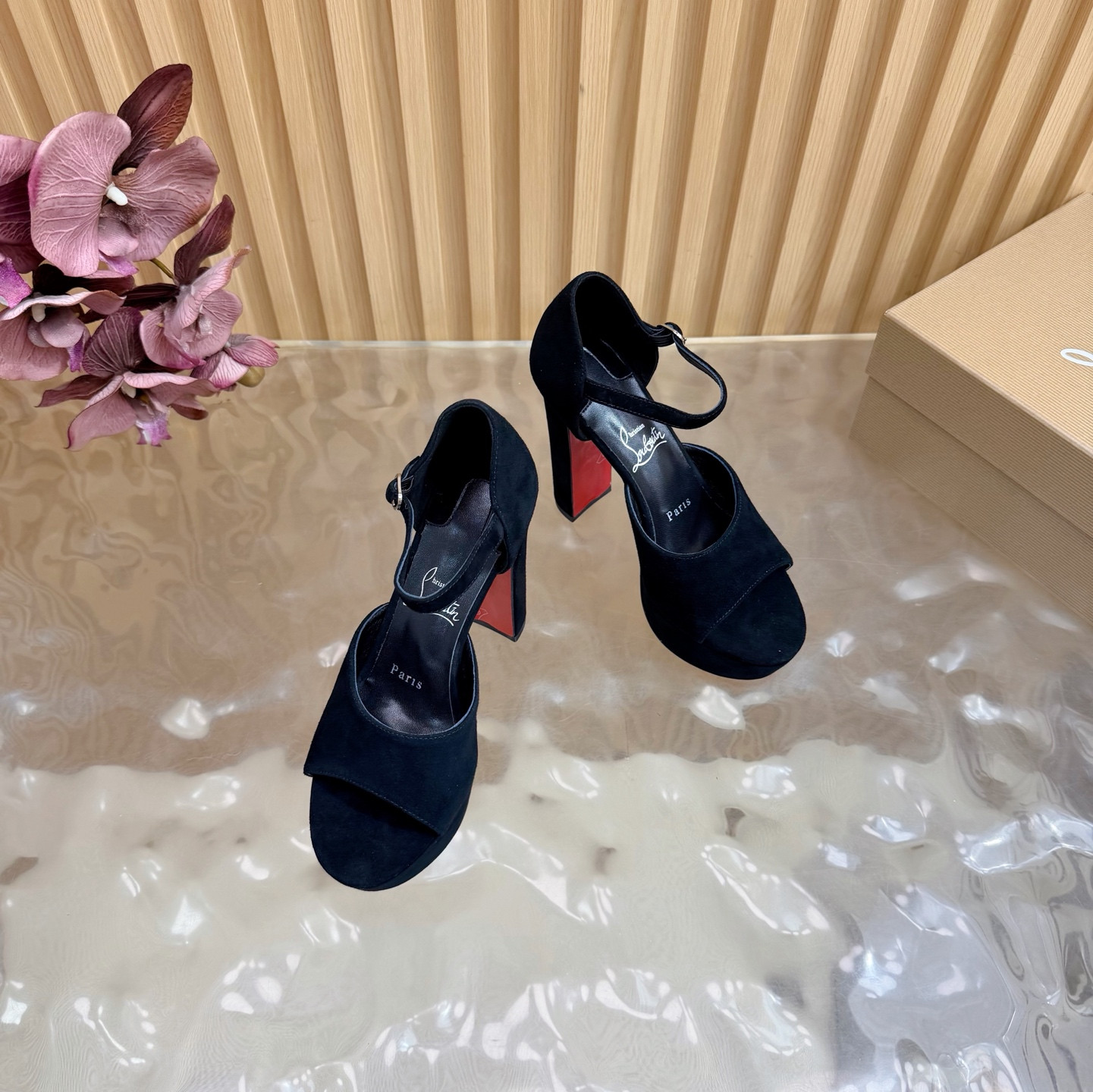 UA Christian Louboutin Sandaloo 130 mm Strappy Sandals Black