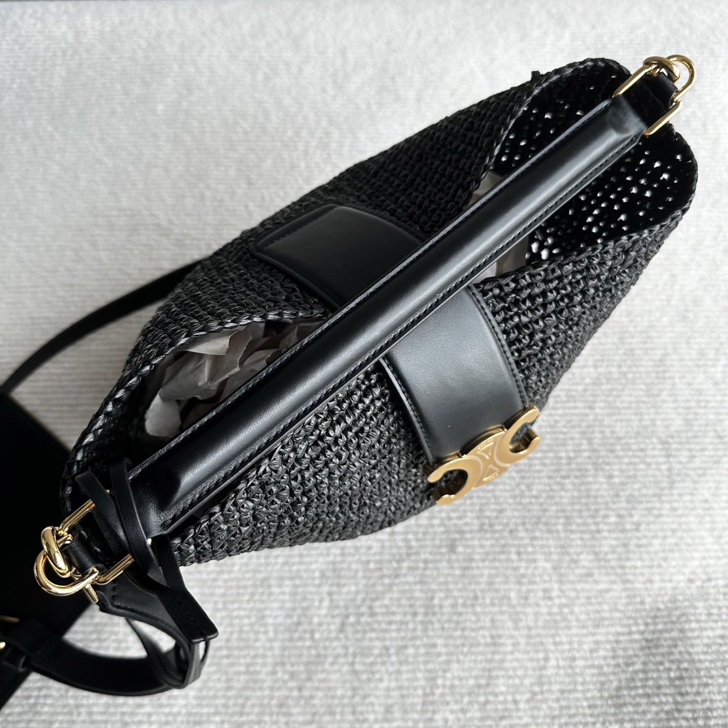 Celine LOUISE medium bucket bag made of plant materials and cow leather 23.5x24x16cm